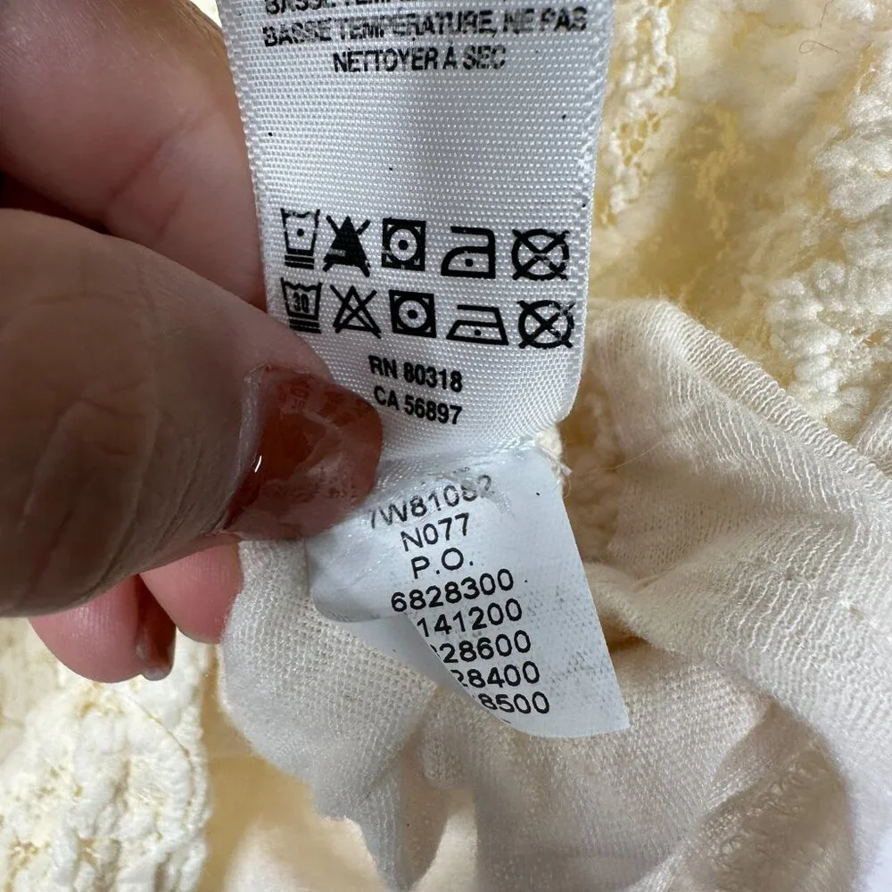 2/$30 Lucky Brand Lace Top 3/4 Sleeve Scoop Neck Butter Cream XL #A1392